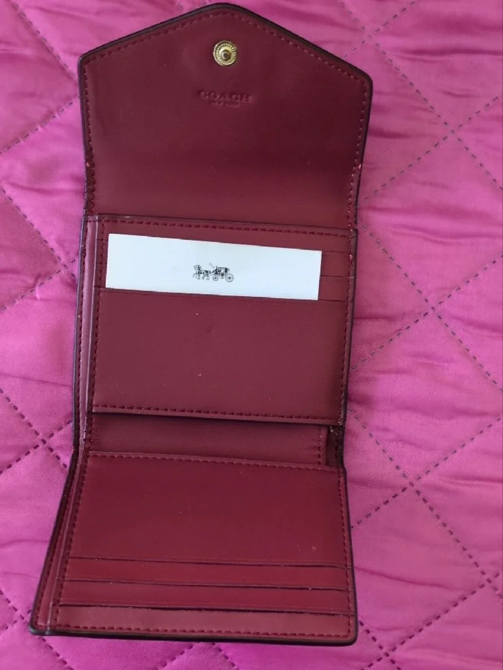 Coach Pink and White Two-Tone Mini Wallet